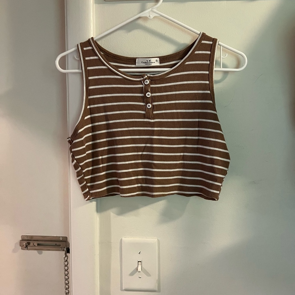 Striped Brown and White Tank Top